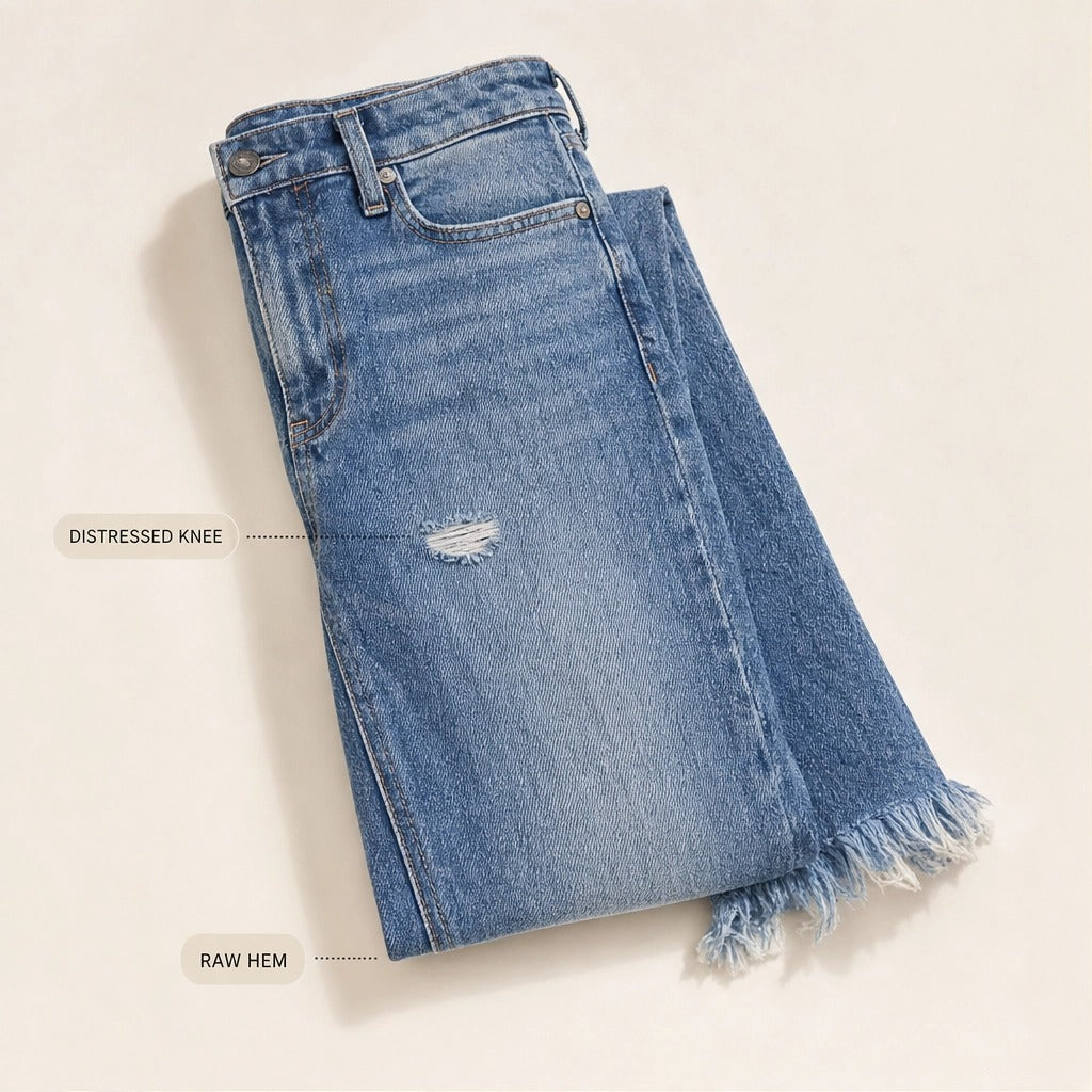 Threadwickโข โ Raw-Frayed Hem Cropped Straight-Leg Jeans + 50% OFF