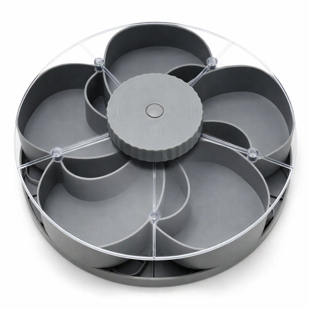 Gatherlyโข โ 5-Compartment Rotating Snack Serving Tray with Non-Slip Base + 50% OFF