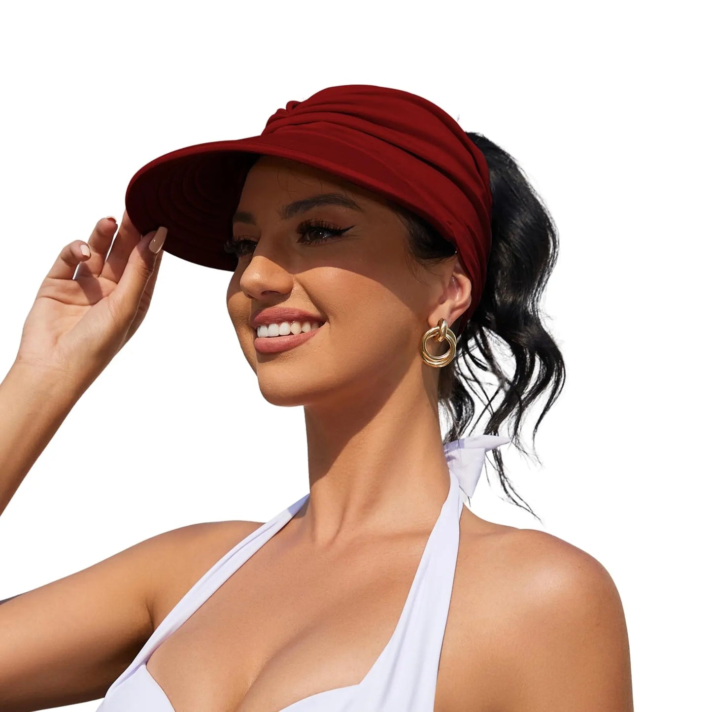 Brimhavenโข โ UPF 50+ Wide-Brim Ponytail Sun Visor for Women + 50% OFF