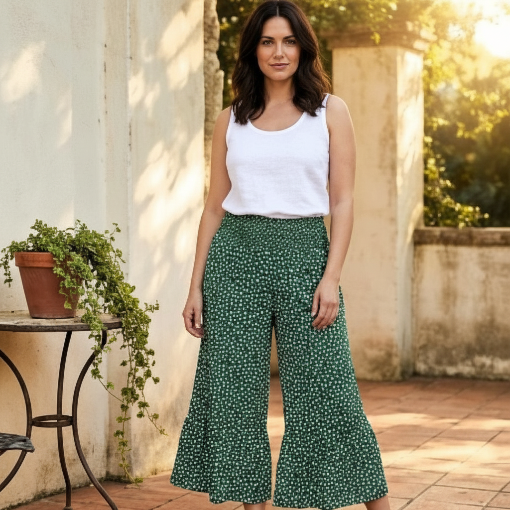 Flounceโข โ Smocked High Waist Flowy Wide Leg Pants + 50% OFF