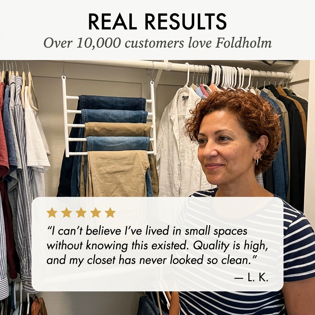 Foldholmโข โ 6-Tier Space Saving Pants Hanger, Anti-Slip Folding Closet Rack for Jeans & Trousers +50% OFF