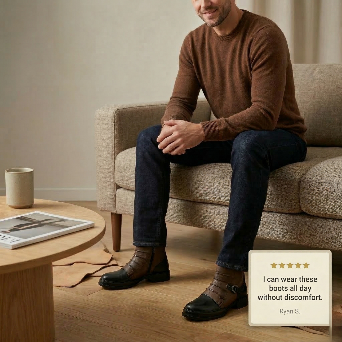 Ashwickโข โ Two-Tone Buckle Detail Men's Leather Ankle Boots +50% OFF