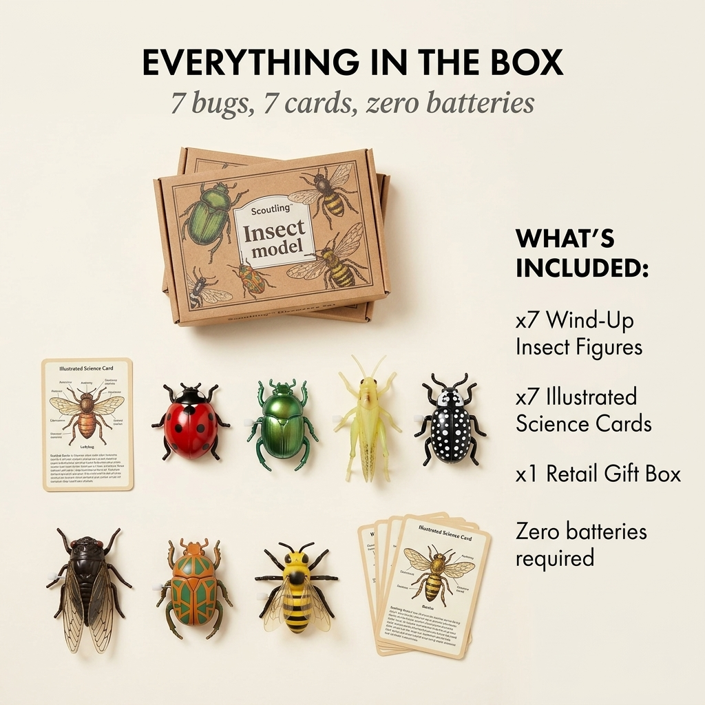 Scoutlingโข โ Wind-Up Crawling Insect Discovery Set with Glow Wings & Science Cards +50% OFF