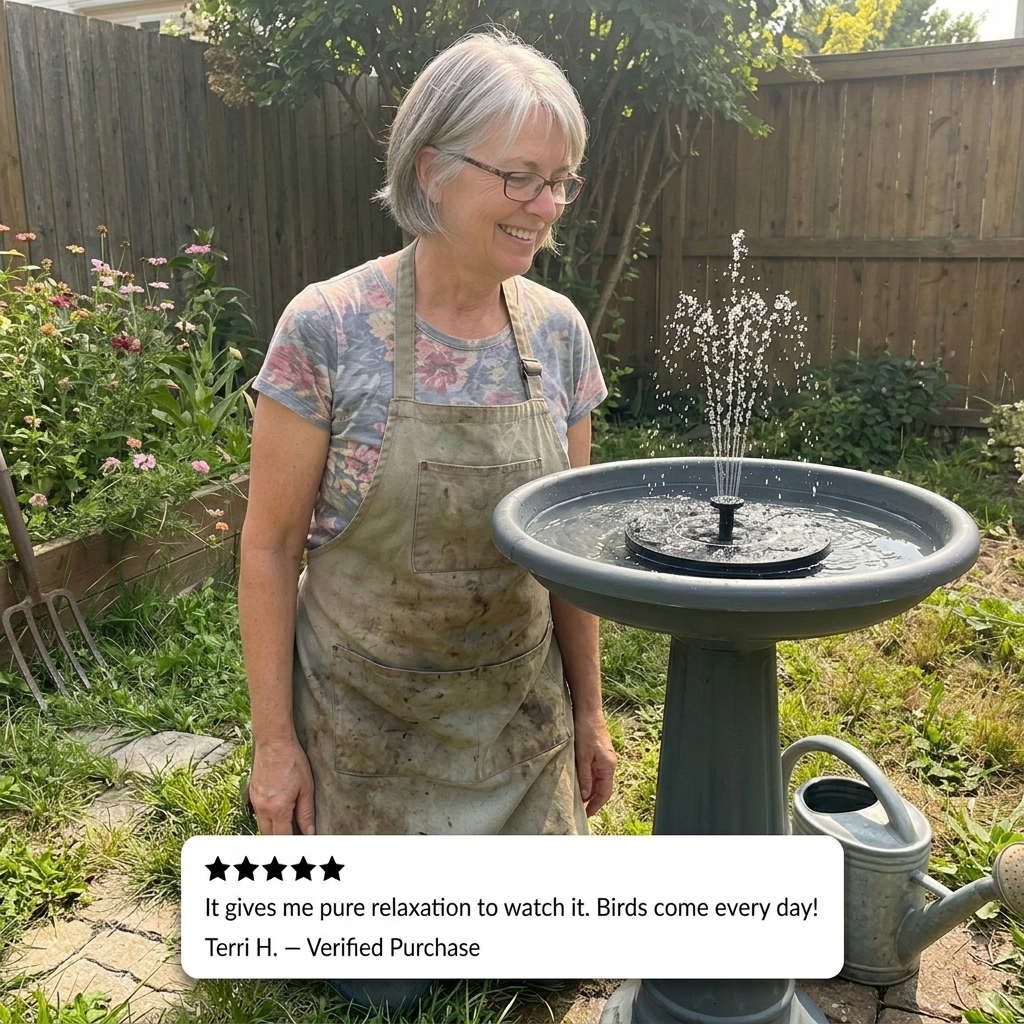 Fernhavenโข โ Solar Bird Bath Fountain Pump with 4 Interchangeable Nozzles +50% OFF