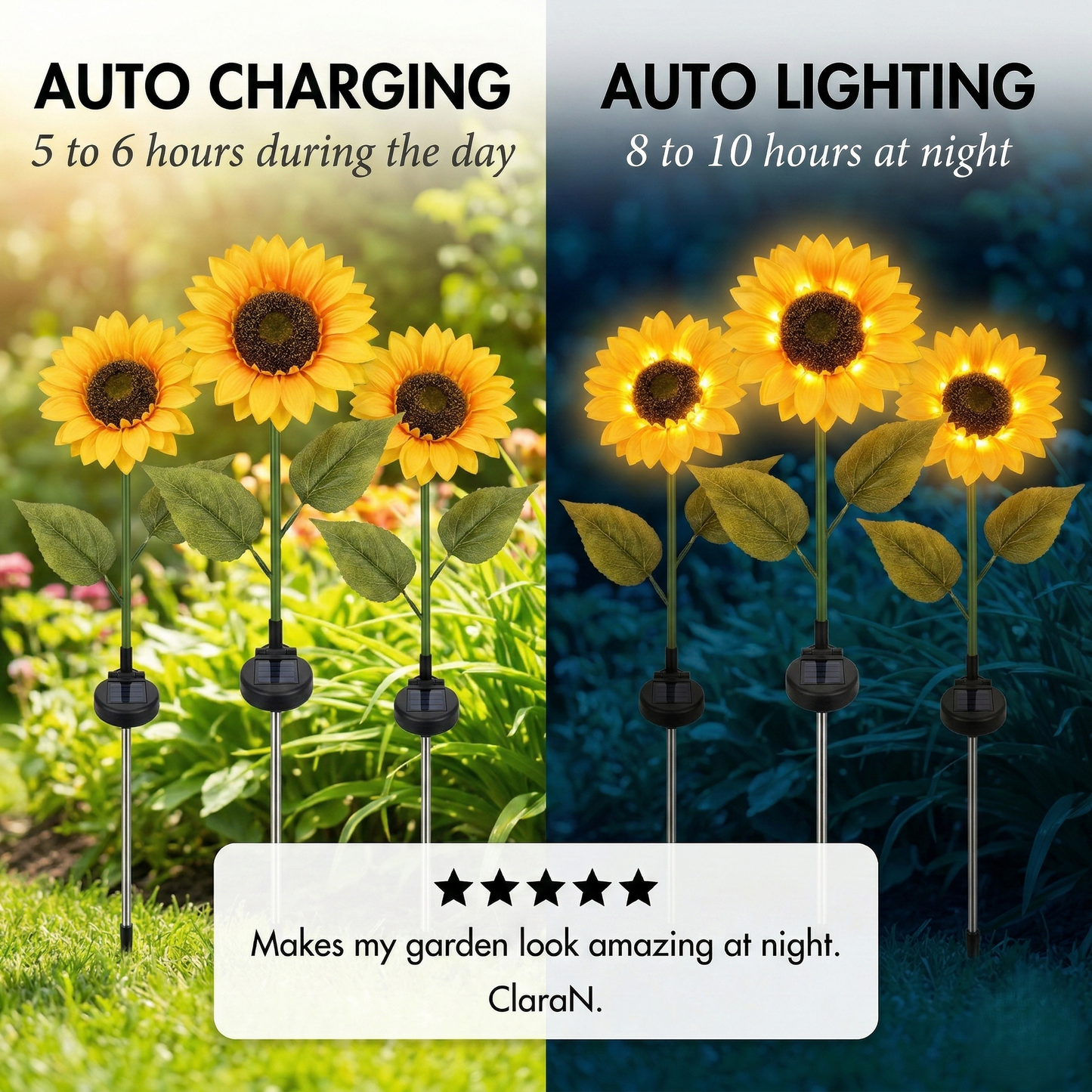 Petalglowโข โ Waterproof Solar Sunflower Garden Stake Light + 1+1 FREE