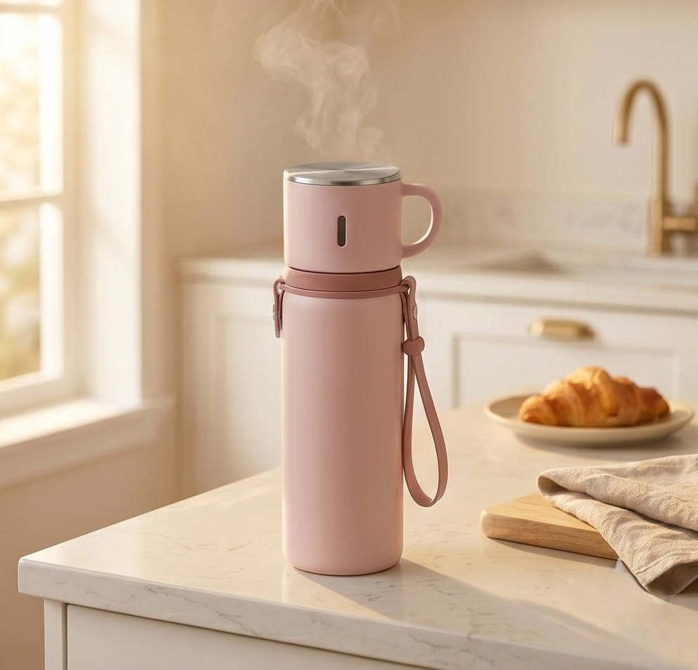 Hearthenโข โ 600ml Insulated Stainless Steel Thermal Bottle with Dual-Purpose Lidded Cup + 50% OFF