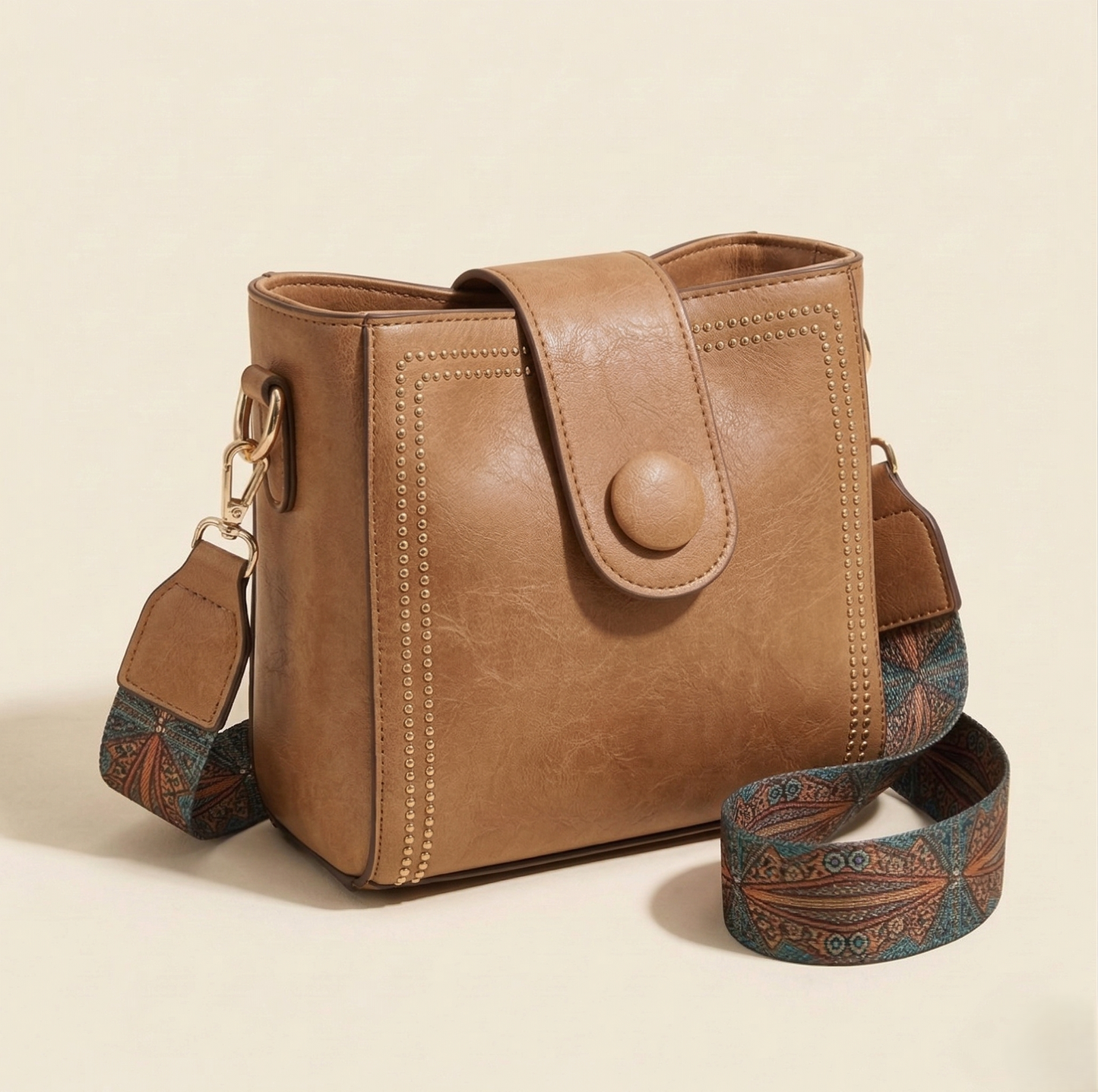 Rivelleโข โ Vintage Stud Crossbody Bag with Boho Wide Strap + 50% OFF