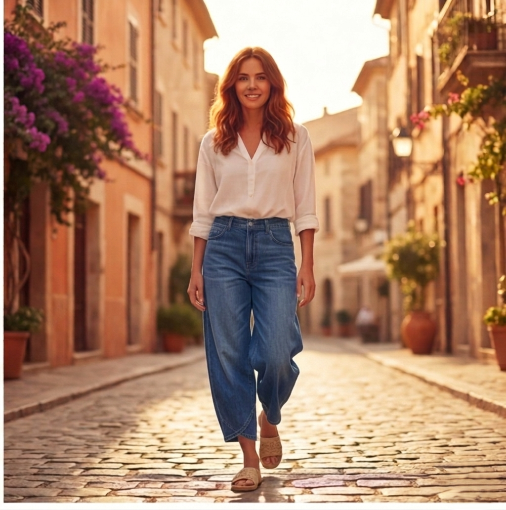 Creaseโข โ Asymmetric Cross-Hem Wide-Leg Jeans for Women + 50% OFF