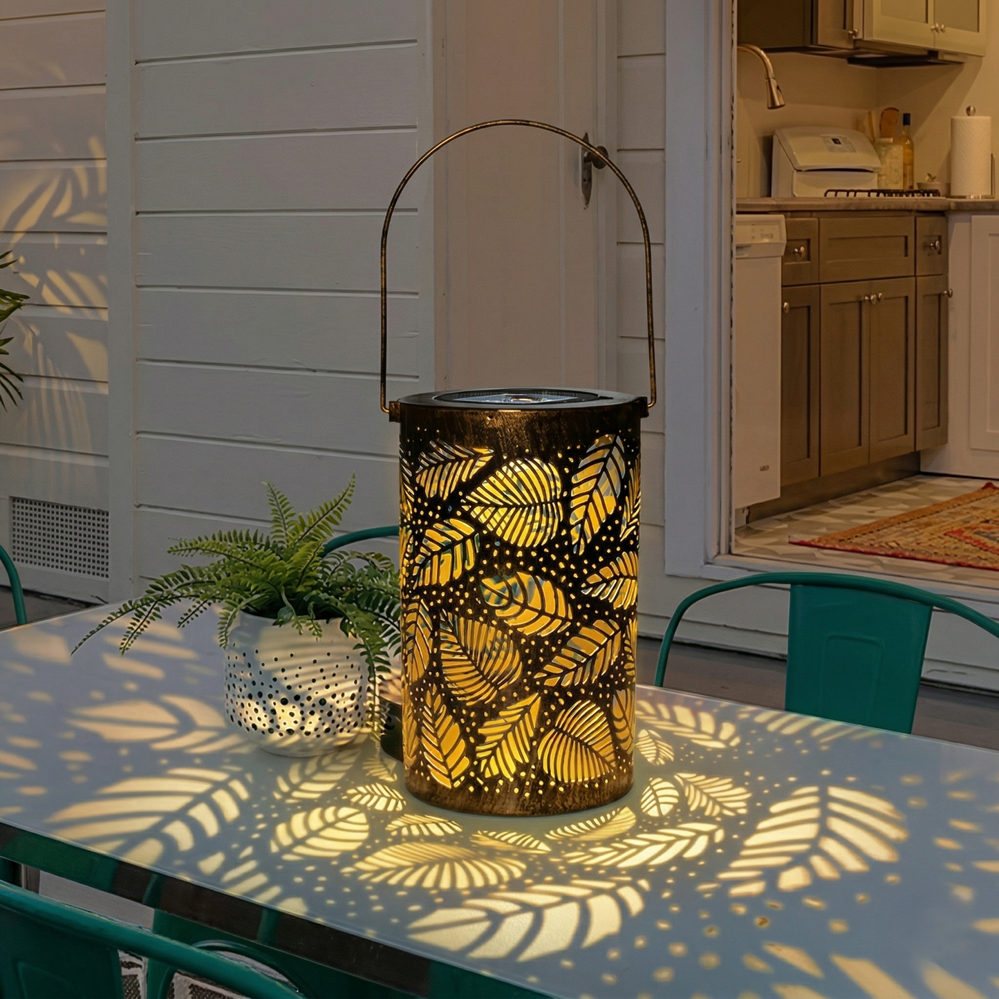 Embercroftโข โ Solar Lantern with Colorful Sunflower Light Projection, IP55 Waterproof + 50% OFF