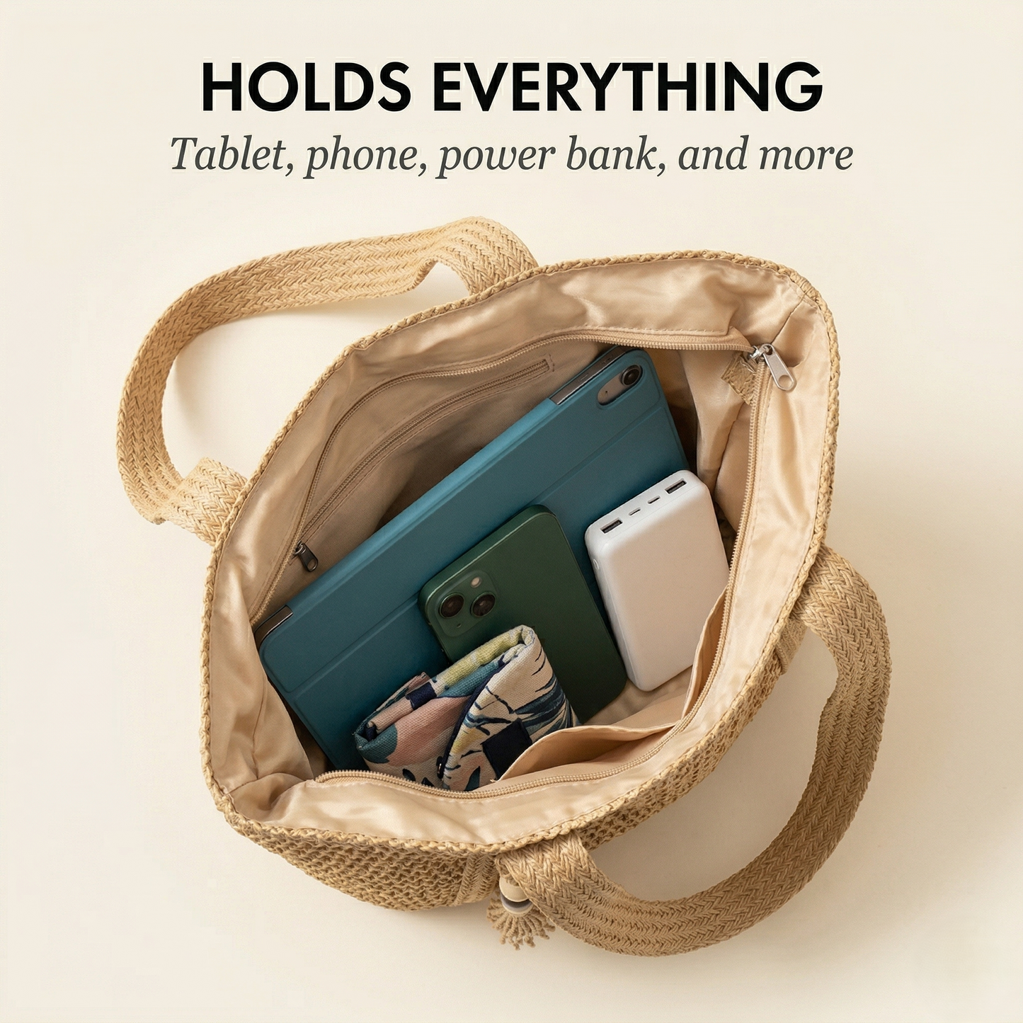 Tassaraโข โ Woven Straw Tote Bag with Zipper, Tassel & Boho Style + 50% OFF