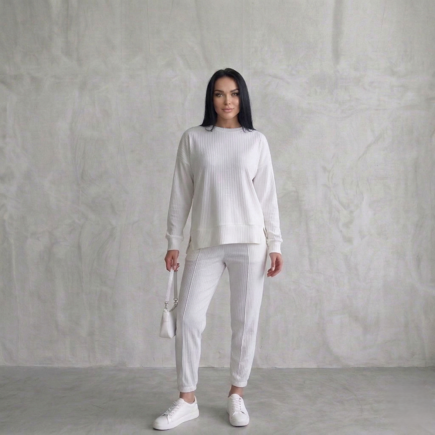 Drapecroftโข โ Asymmetric Hem Sweatshirt & Pants Lounge Set + 50% OFF