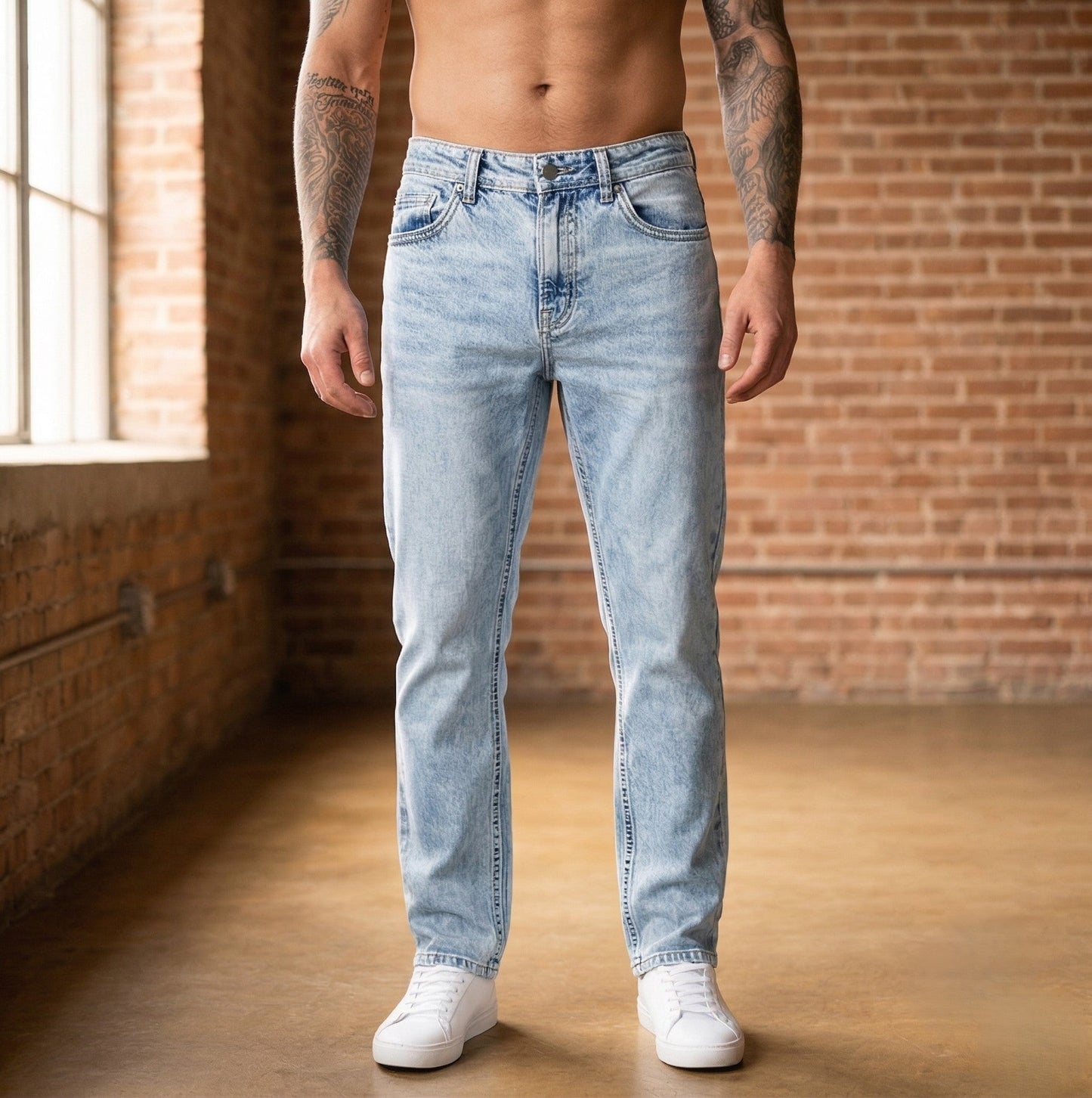 Fadecraftโข โ Vintage Washed Straight-Leg Men's Streetwear Jeans + 50% OFF