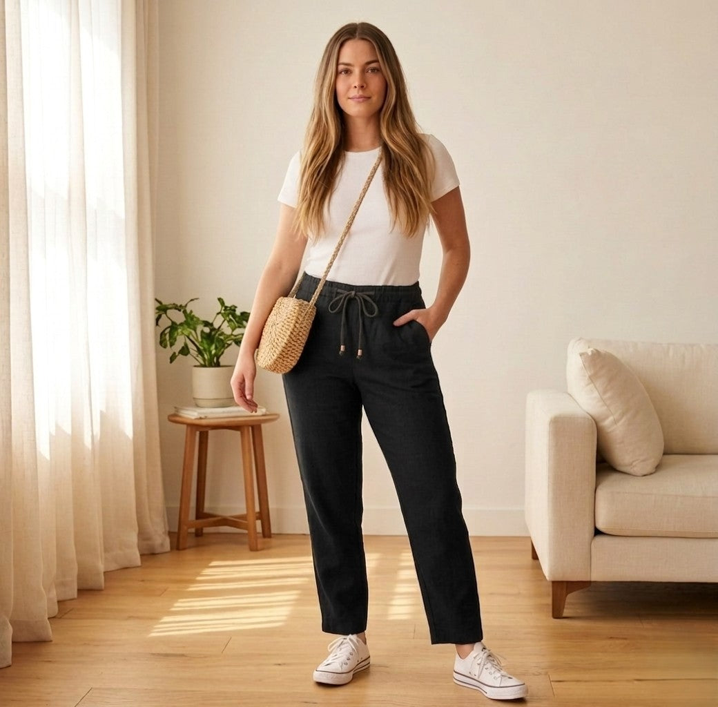 Hemfieldโข โ Soft Cotton Linen High Waist Casual Pants for Women + 50% OFF