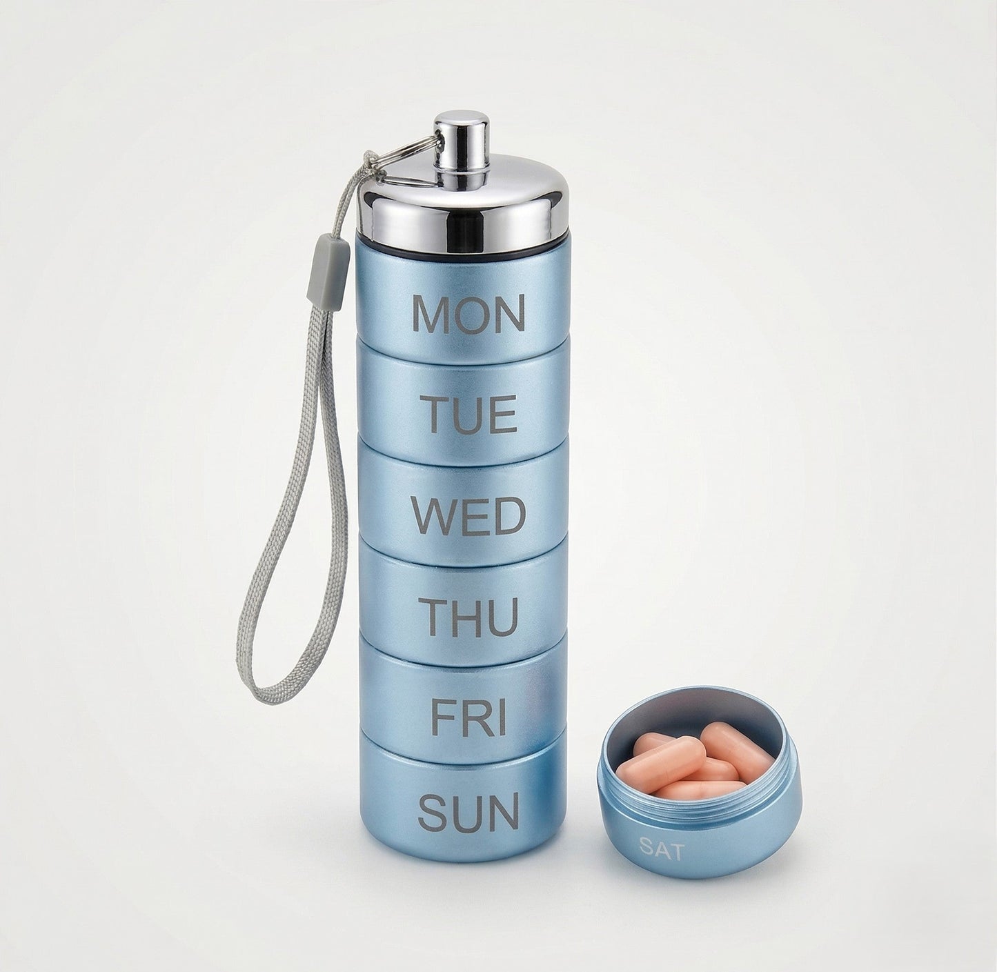 Doselockโข โ Stackable Metal Weekly Pill Organizer, BPA-Free Aluminum, 7-Day Travel Pill Case + 50% OFF