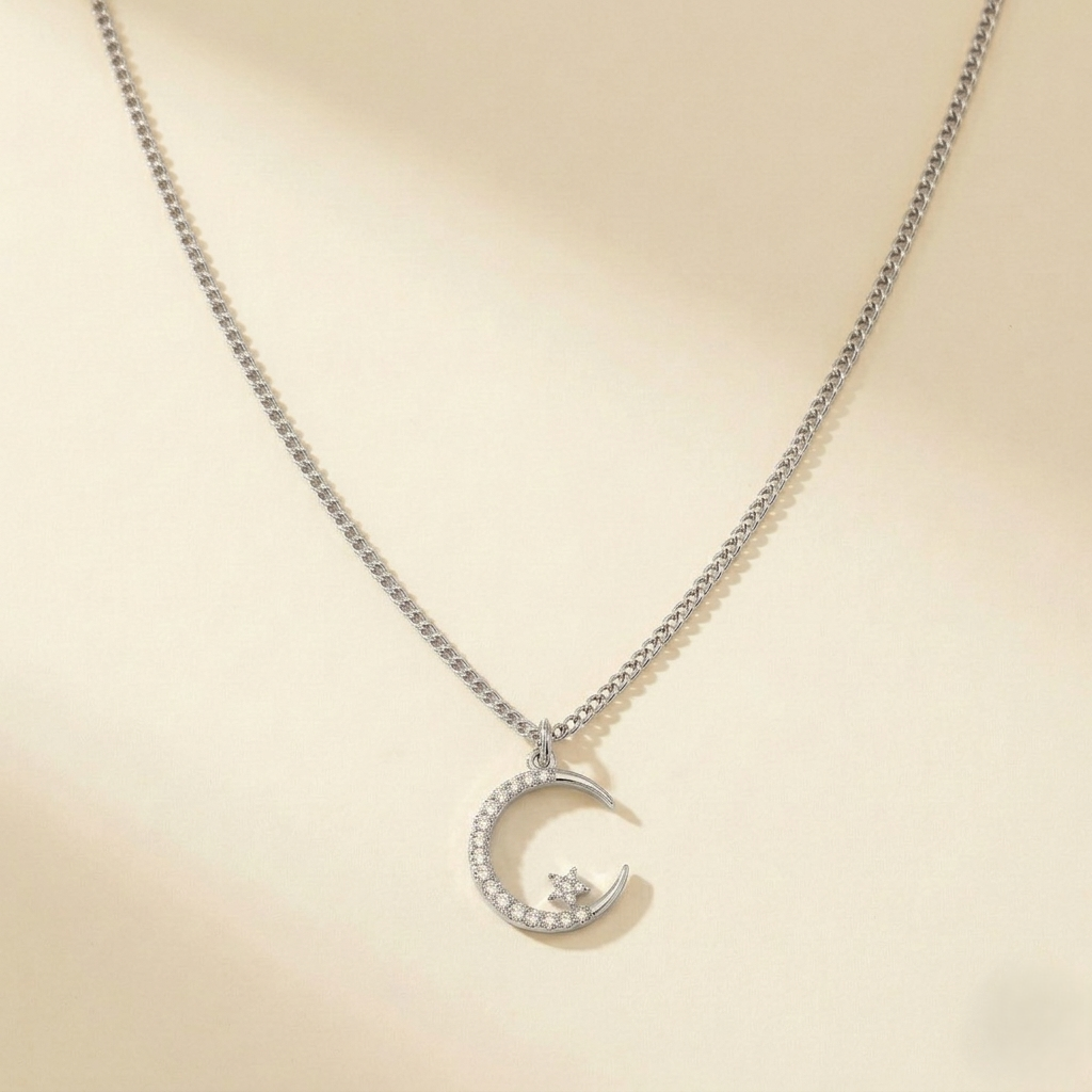 Moonveilโข โ CZ Moon & Star Celestial Gold Necklace + Buy 1 Get 1 FREE