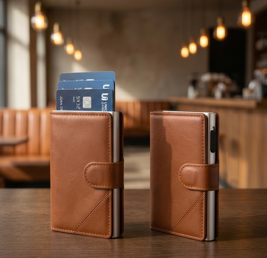 Wardenโข โ RFID-Blocking Slim Wallet with Pop-Up Card Access & AirTag Slot +50% OFF