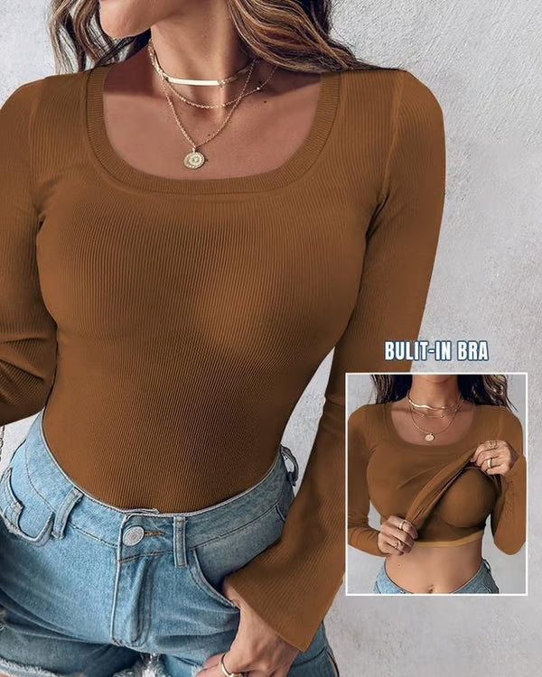 The Built-in Bra Ribbed Top - The Top That Has It All + 50% OFF