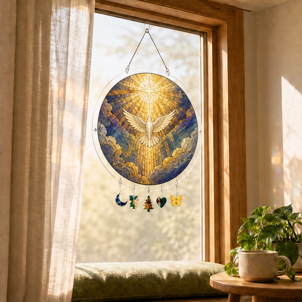 Sundropโข โ Shatter-Resistant Acrylic Stained Glass Sunset & Sea Suncatcher + 50% OFF