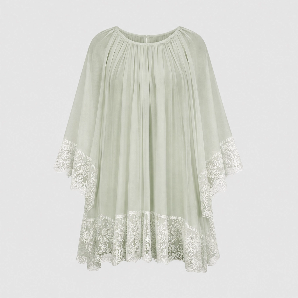 Gossamerโข โ White Lace-Panelled Chiffon Mini Dress + 50% OFF