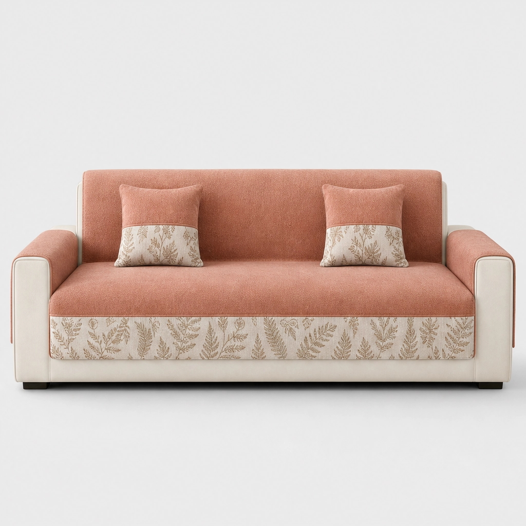 Hearthenโข โ Soft Chenille Non-Slip Sofa Cover, Botanical Leaf Design + 50% OFF