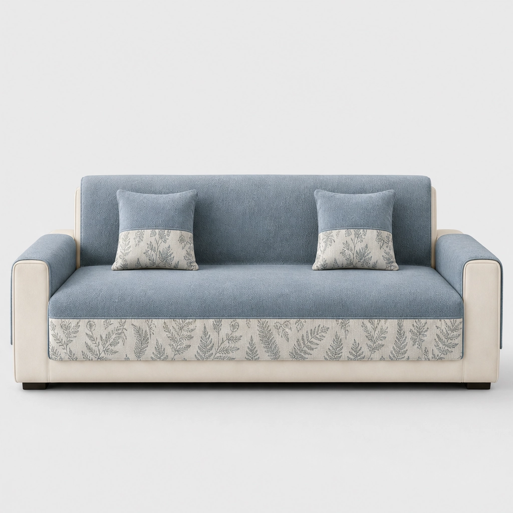 Hearthenโข โ Soft Chenille Non-Slip Sofa Cover, Botanical Leaf Design + 50% OFF