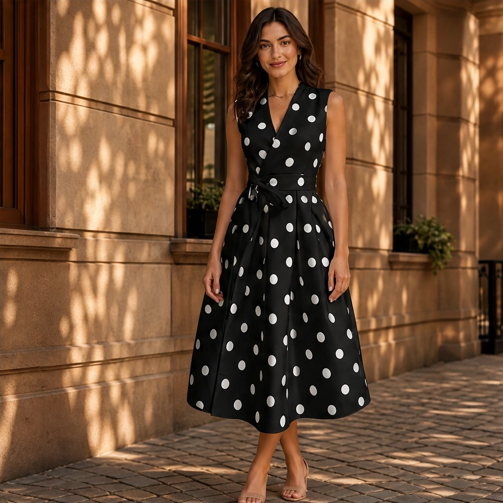 Veraineโข โ Polka Dot V-Neck Adjustable-Waist Summer Dress + 50% OFF