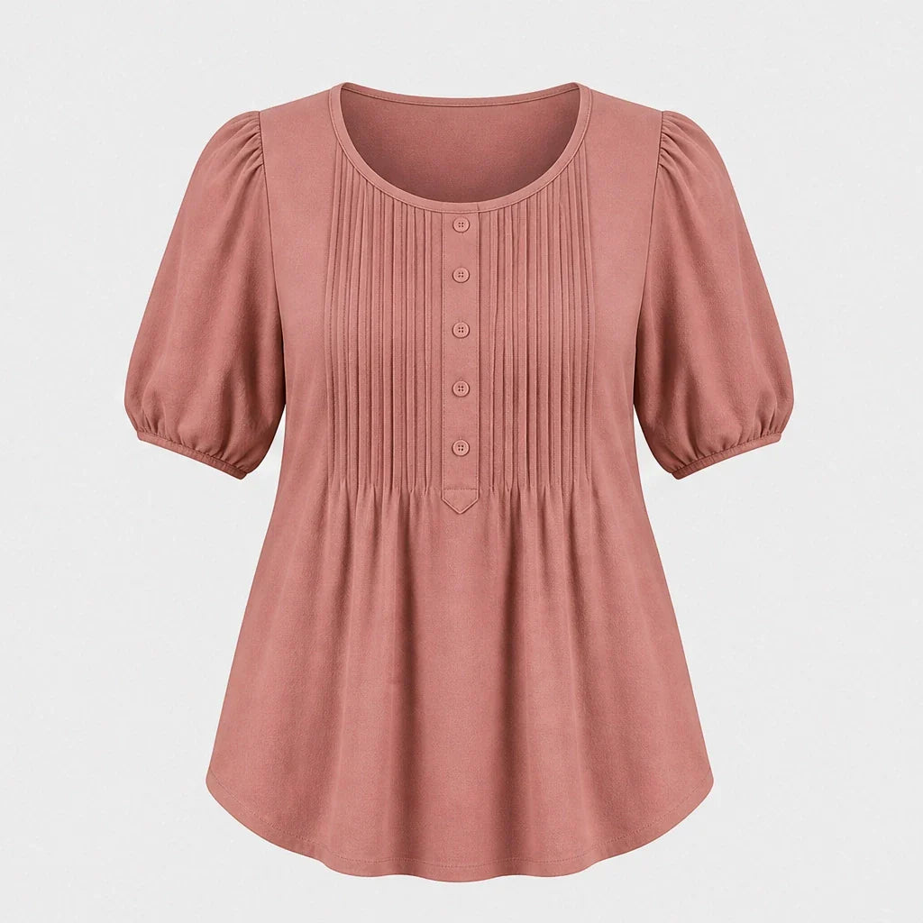 Sableโข โ Pleated Front Puff Sleeve Soft Drape Top + 50% OFF