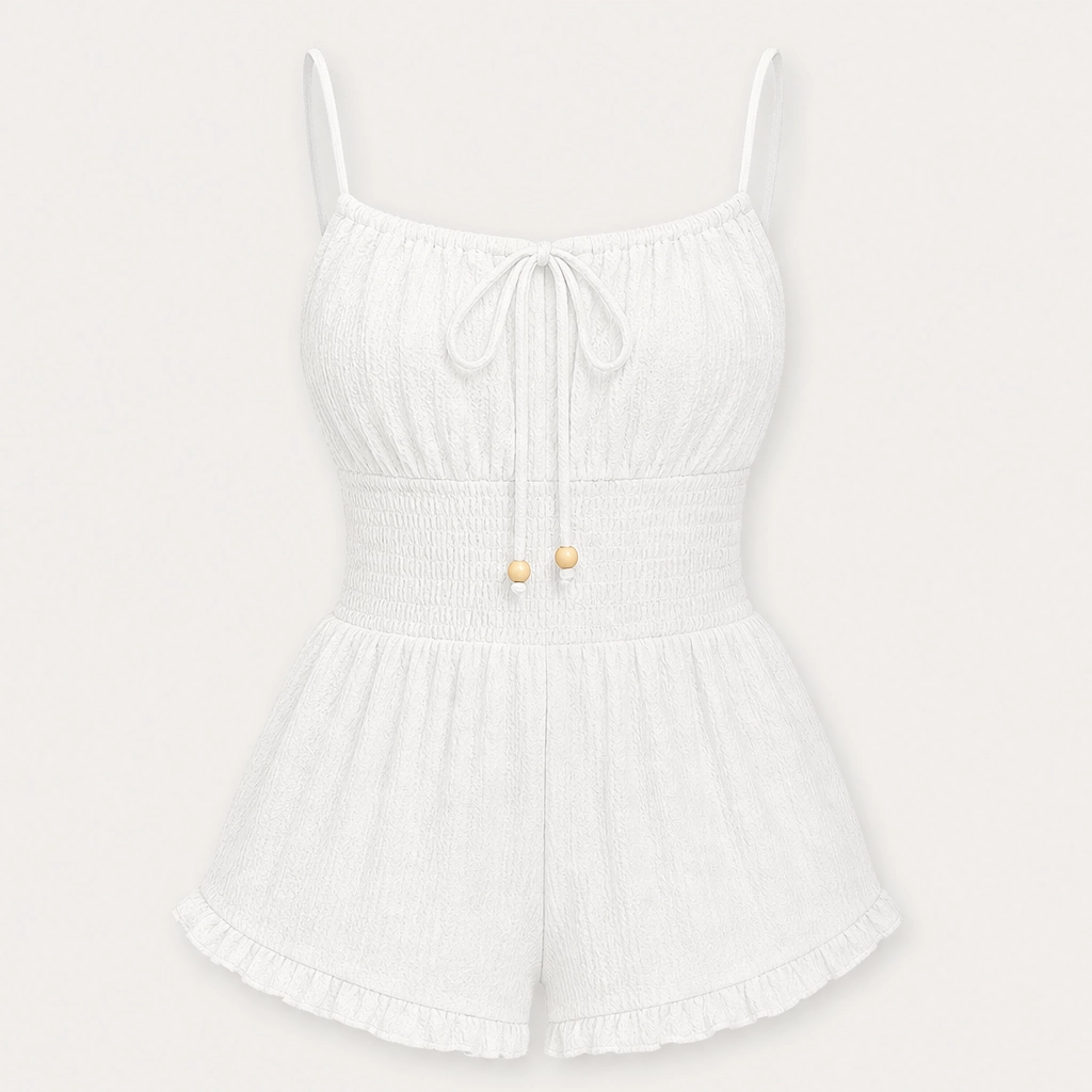 Marisolโข โ Crinkle Textured Smocked-Waist Summer Playsuit + 50% OFF