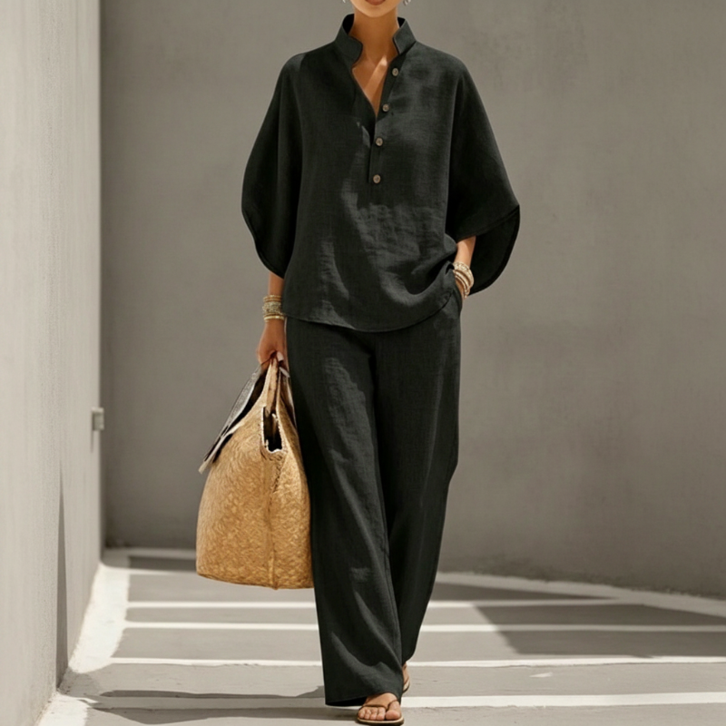 Drapelleโข โ Stand-Up Collar Top & Wide-Leg Trouser Co-ord Set + 50% OFF