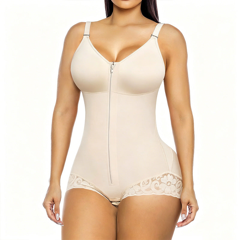 Poiseโข โ Dual-Zip Tummy Control Shapewear Bodysuit with Anti-Slip Lace + 50% OFF
