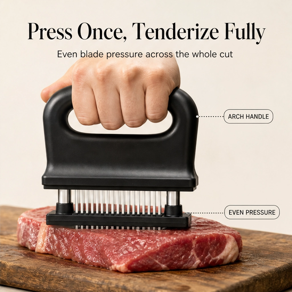 Searcraft™ – 48-Blade Spring-Loaded Meat Tenderizer with Safety Cover + 50% OFF