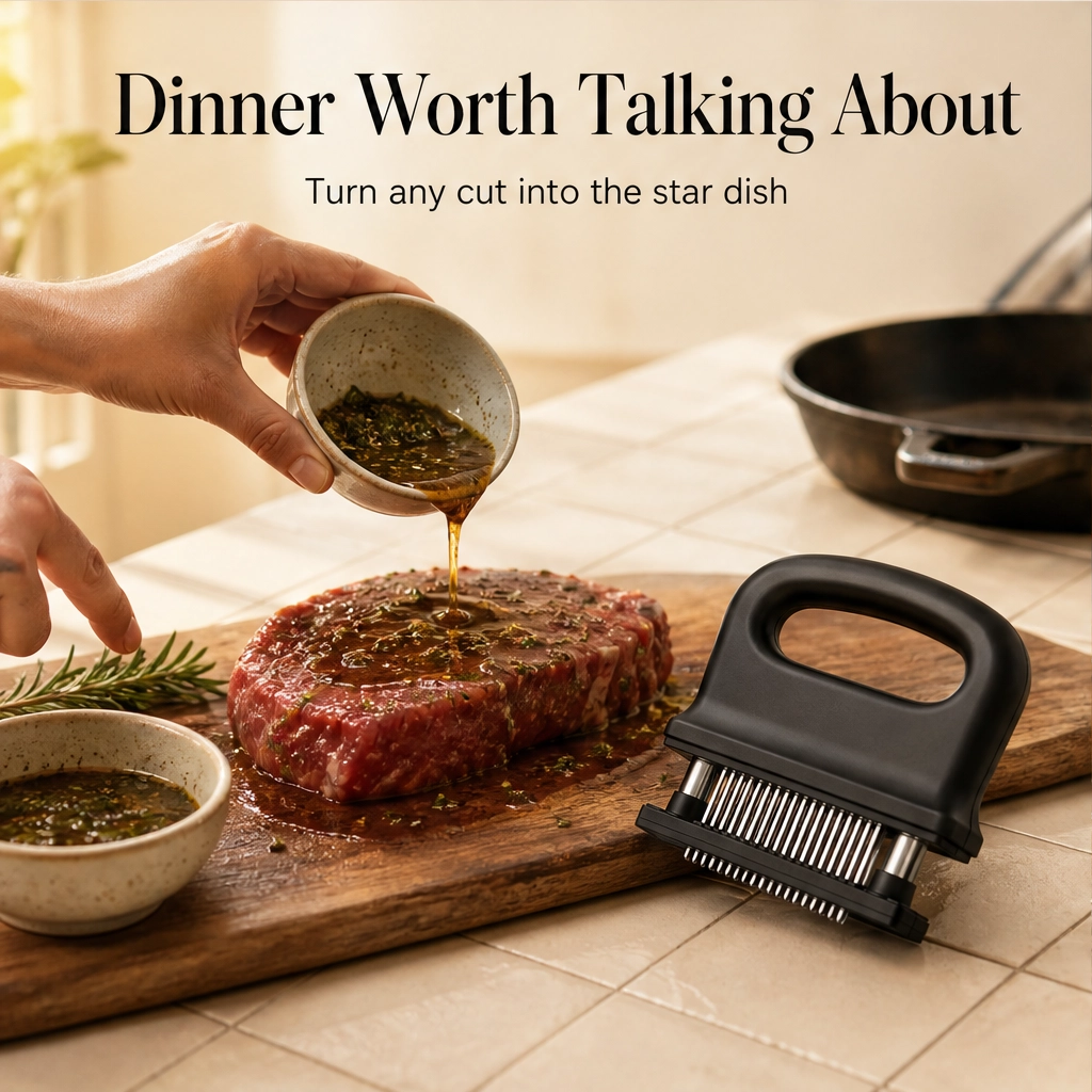 Searcraft™ – 48-Blade Spring-Loaded Meat Tenderizer with Safety Cover + 50% OFF