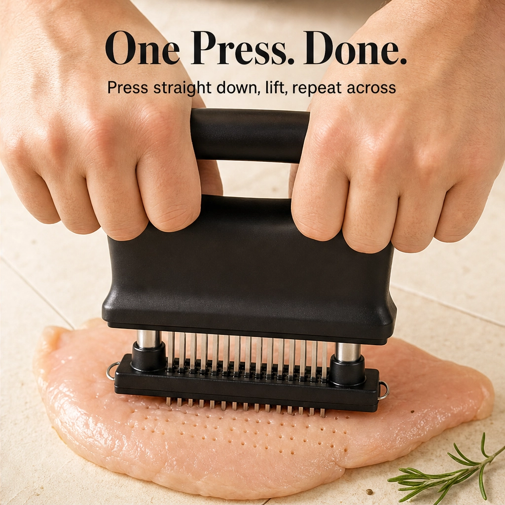 Searcraft™ – 48-Blade Spring-Loaded Meat Tenderizer with Safety Cover + 50% OFF