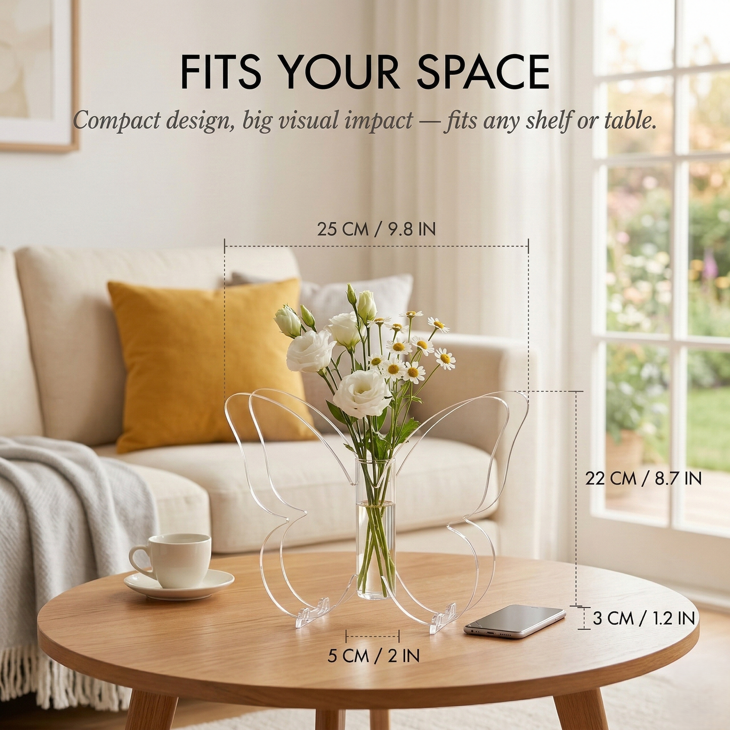 Winglow™ – Butterfly Acrylic Flower Vase | Clear Sculptural Home Décor +50% OFF