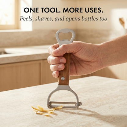 Temper™ – Stainless Steel Vegetable & Fruit Peeler with Ergonomic Wood Handle +50% OFF