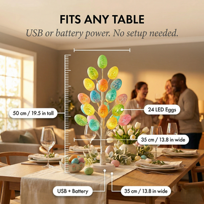 Birchglow™ – LED Easter Egg Tree with 24 Glowing Crackle Eggs, Warm Light Tabletop Birch Décor +50% OFF