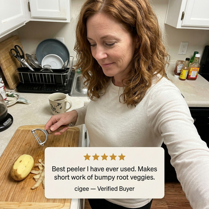 Temper™ – Stainless Steel Vegetable & Fruit Peeler with Ergonomic Wood Handle +50% OFF