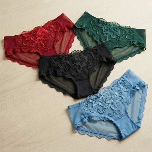 Gossamer™ – Embroidered Floral Lace Mesh Panties for Women + 50% OFF