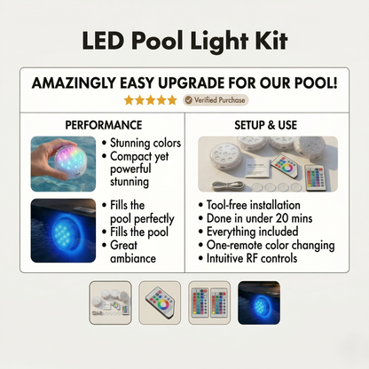 Lumova™ – 16-Color Submersible LED Pool Lights with RF Remote +50% OFF