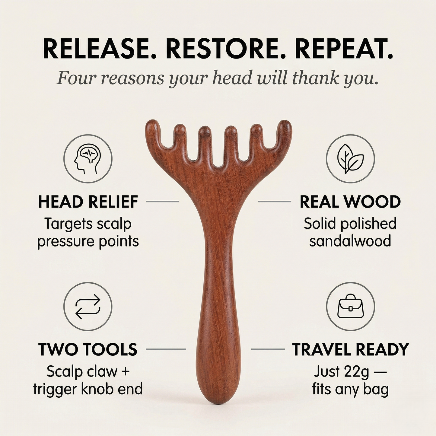 Knotwell™ – Six-Claw Wooden Scalp & Meridian Massage Tool + 50% OFF