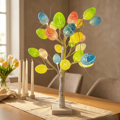 Birchglow™ – LED Easter Egg Tree with 24 Glowing Crackle Eggs, Warm Light Tabletop Birch Décor +50% OFF