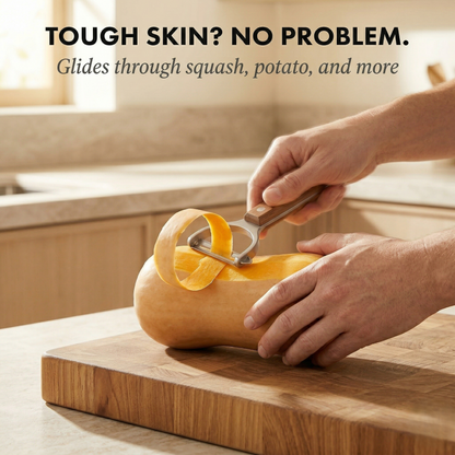 Temper™ – Stainless Steel Vegetable & Fruit Peeler with Ergonomic Wood Handle +50% OFF