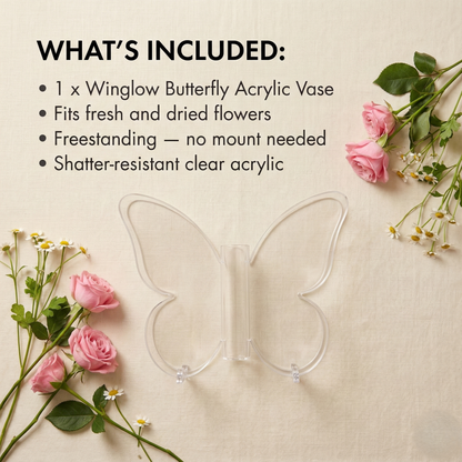 Winglow™ – Butterfly Acrylic Flower Vase | Clear Sculptural Home Décor +50% OFF