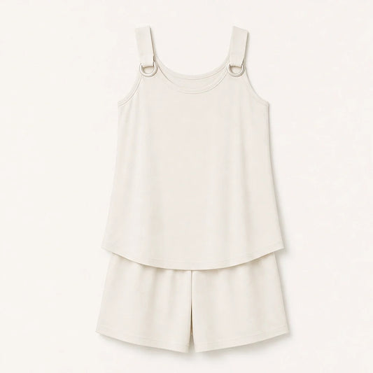 Solea™ – Ring-Detail Sleeveless Top & Shorts Co-ord Set + 50% OFF