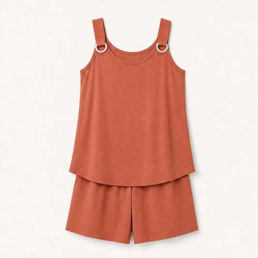 Solea™ – Ring-Detail Sleeveless Top & Shorts Co-ord Set + 50% OFF