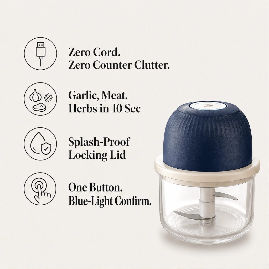 Prepwell – Cordless Rechargeable Mini Electric Food Processor + 50% OFF