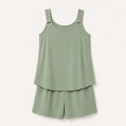 Solea™ – Ring-Detail Sleeveless Top & Shorts Co-ord Set + 50% OFF