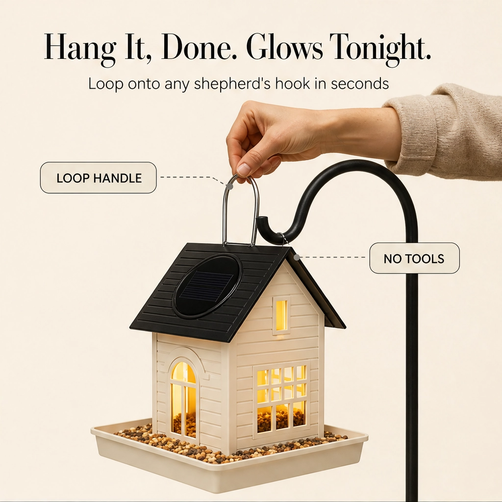 Wrenmere™ – Solar Lantern Metal Bird Feeder with Warm LED Glow + 50% OFF