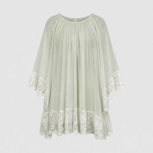 Gossamer™ – White Lace-Panelled Chiffon Mini Dress + 50% OFF