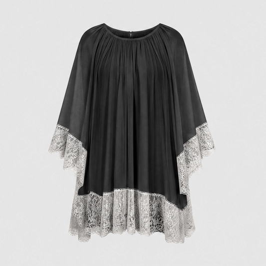 Gossamer™ – White Lace-Panelled Chiffon Mini Dress + 50% OFF